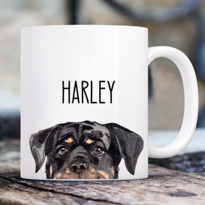 Peeking Rottweiler Mug with Custom Name | Personalized Coffee Cup 11 oz.