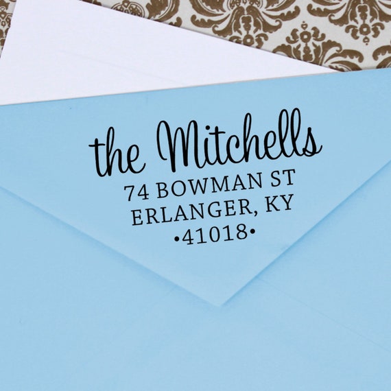 Custom Calligraphy Family Address Stamp, Mitchell Design Address Stamp, Self-Inking Return Address Stamps, Housewarming Gift Stamp