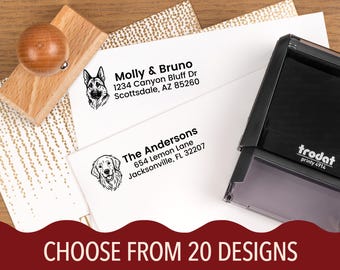 Custom Dog Breed Address Stamp, Cute Personalized Return Address Stamp, Dog Lover Mailing Stamp, Laser-Engraved Home Address Stamp