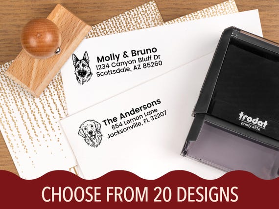 Custom Dog Breed Address Stamp, Cute Personalized Return Address Stamp, Dog Lover Mailing Stamp, Laser-Engraved Home Address Stamp