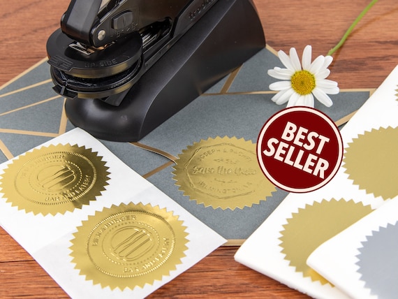 Custom Logo Desk Embosser, Silver or Gold Seals, Use Your Custom Logo!