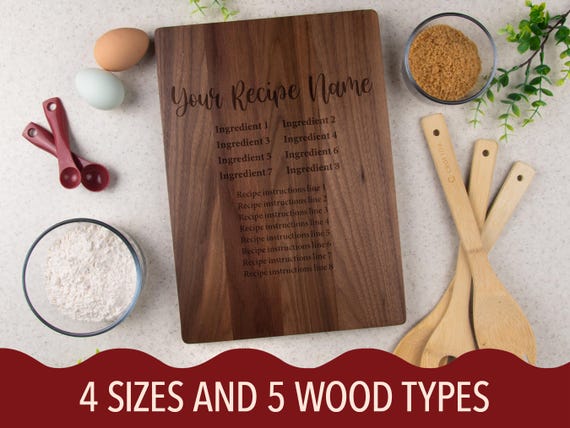 Custom Typed Recipe Bamboo Cutting Board, Submit Your Recipe, Gift for Mom