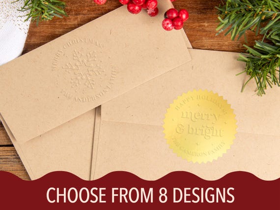 Custom Holiday Embosser | Personalized Christmas Embosser | Embosser for Gift Labels & Holiday Cards