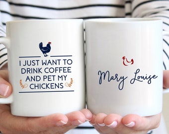 Drink Coffee and Pet Chickens Funny Double Sided Mug | Custom 11 Oz. Chicken Coffee Mug