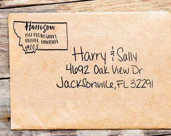 Custom Montana Address Stamp, Personalized Montana Return Address Stamp, State Stamps