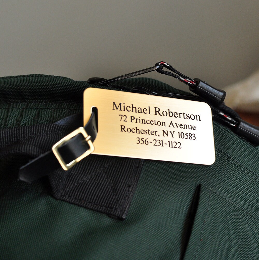 Personalized Engraved Brass Luggage Tag Etsy