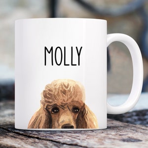 Peeking Poodle Mug with Custom Name | Personalized Coffee Cup 11 oz.