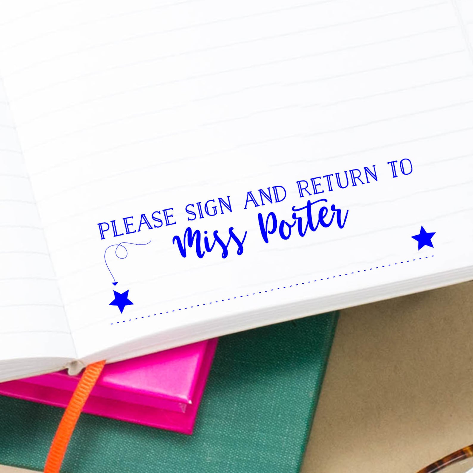 Custom Star Teacher Please Sign and Return Stamp Teacher - Etsy