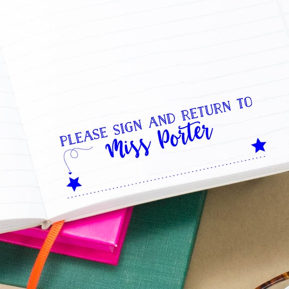 Custom Star Teacher Please Sign and Return Stamp, Teacher Stamp, Grading Stamp, School Stamp, Gift for Teacher