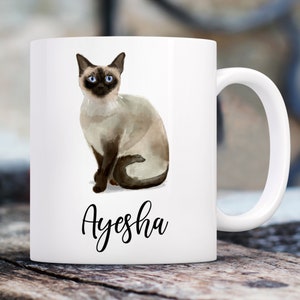 Siamese Cat Watercolor Double Sided Mug | Custom 11 Oz. Coffee Mug