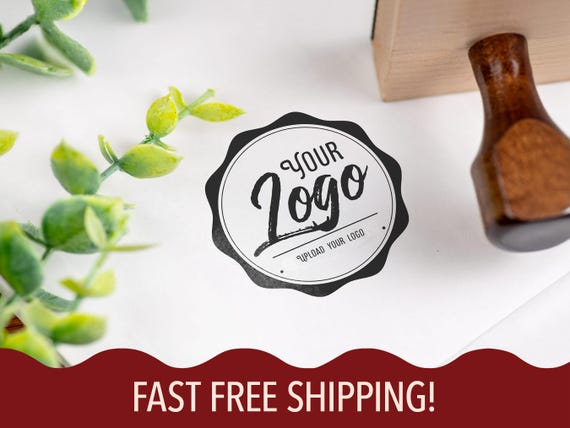 Custom 1" Logo Stamper | Rubber Logo Handstamp and Ink | Business Logo Rubber Stamp | Personalized Artwork Craft Stamp