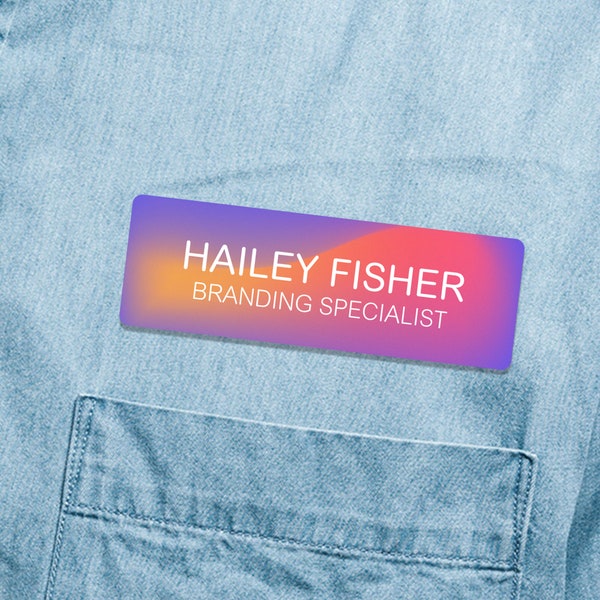 Custom Name Tag, Colorful Gradient Name Badge, Durable Plastic Name Tag with Magnetic Backing, Nurse Name Tag, Cute Name Badge for Work