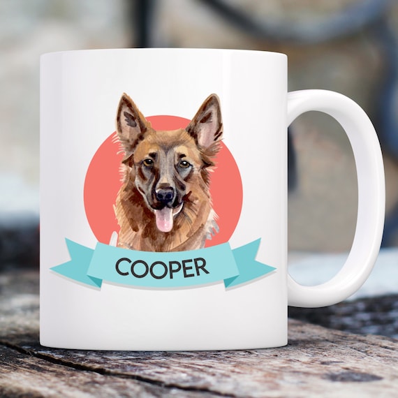 German Shepherd Colorblock Mug with Custom Name | Personalized Coffee Cup 11 oz.
