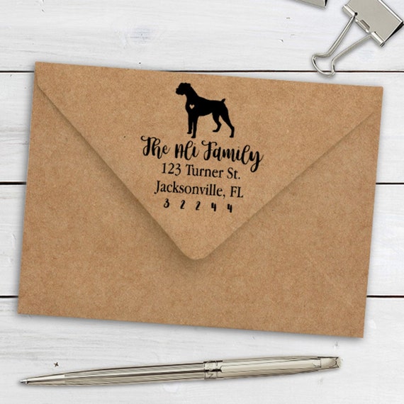 Boxer Custom Address Stamp - Self Inking Boxer Calligraphy Stamp