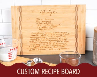 Bamboo Recipe Cutting Board, Custom Recipe Cutting Board, Personalized Bamboo Inlay Chopping Board, Upload Your Recipe Charcuterie Board