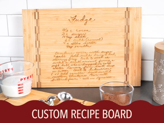 Bamboo Recipe Cutting Board, Custom Recipe Cutting Board, Personalized Bamboo Inlay Chopping Board, Upload Your Recipe Charcuterie Board