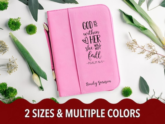 Custom Bible Cover for Women, Engraved Gifts, Book Cover with Bible Verse Psalm 46:5, Leatherette Bible Case, Religious Gift, Christian Gift