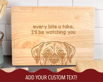 Cute Pet Cutting Board, Custom Text Engraved Charcuterie Board, Funny Dog & Cat Chopping Board, Premium Wood Cutting Block, Pet Lover Gift