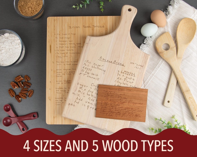 Custom Recipe Cutting Board, Engraved Cutting Board, Personalized Cutting Board, Handwritten Recipe, Wood Cutting Board, Family Recipe