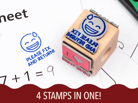 Custom Teacher Cube Stamp, Classwork Grading Stamp, 4-Sided Feedback Stamp, Back To School Supplies for Teachers, Motivational Teacher Stamp
