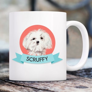 Maltese Colorblock Mug with Custom Name | Personalized Coffee Cup 11 oz.