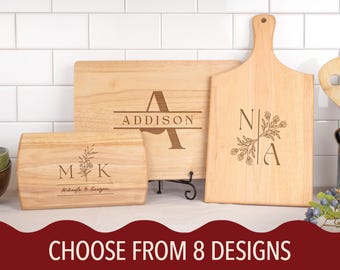 Custom Monogram Cutting Board, Personalized Charcuterie Board, Engraved Family Name Chopping Board, Kitchen Decor Cutting Block, Family Gift