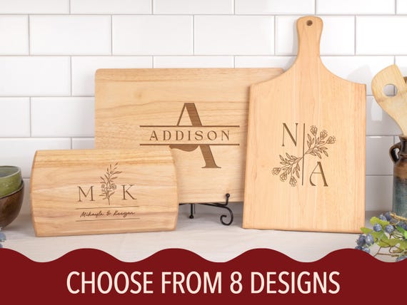 Custom Monogram Cutting Board, Personalized Charcuterie Board, Engraved Family Name Chopping Board, Kitchen Decor Cutting Block, Family Gift
