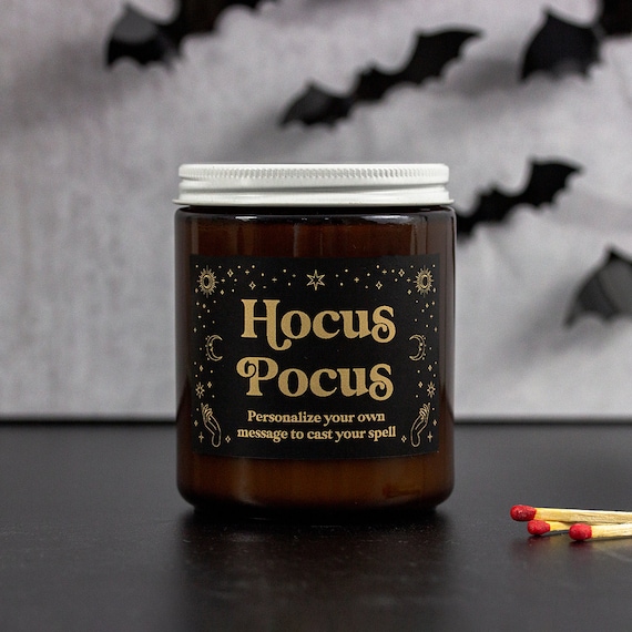 Hocus Pocus Custom Candle, Funny Personalized Halloween Candle, Soy Fall Candle for Halloween, Spooky Season Candle, Witchy Gothic Candle