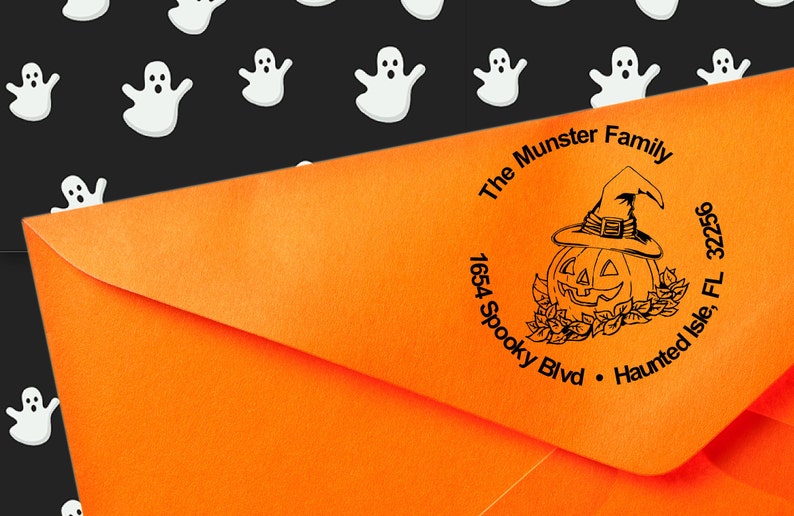 Custom Jack O/' Lantern Witch Stamp Custom Halloween Address Stamp Halloween Address Stamp