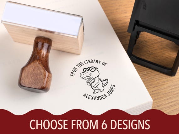 Personalized Animal Book Stamp, Custom Critter Library Stamp, Traditional Teacher Craft Stamp, Premium Classroom Rubber Stamp