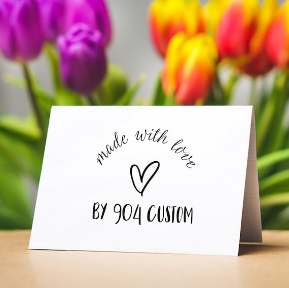 Made with Love, Custom Business Stamp, Stamps for Makers, Custom Craft Label Stamp
