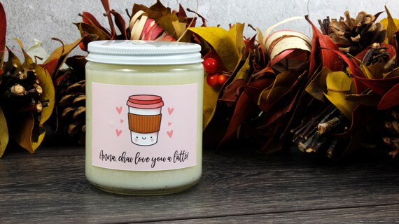 Personalized Soy Candle, Custom Fall Candle, Fall Chai Latte Candle, Cute Candle Gift For Her, Stocking Stuffer Candle, Holiday Gift Candle