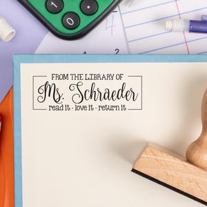 Personalized Library Stamp | Custom "From the Library of" Book Stamp | Self-Inking or Wooden Stamp | Gift for Teachers & Book Lovers