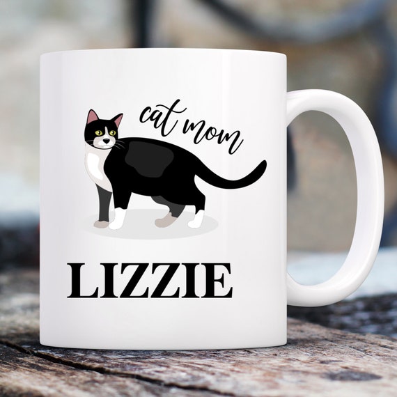 Black and White Cat Mom Double Sided Mug | Custom 11 Oz. Coffee Mug