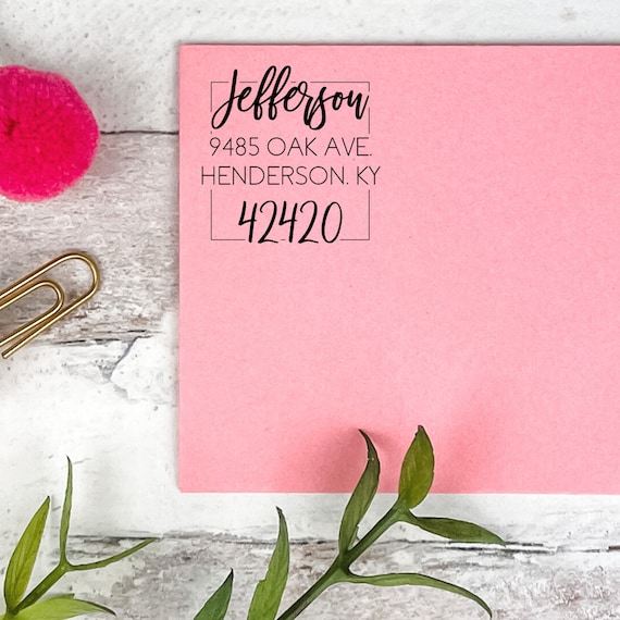 Square Return Address Stamp, Script Wedding Self-Inking Return Address Stamp, Newlywed Gift, Housewarming Gift