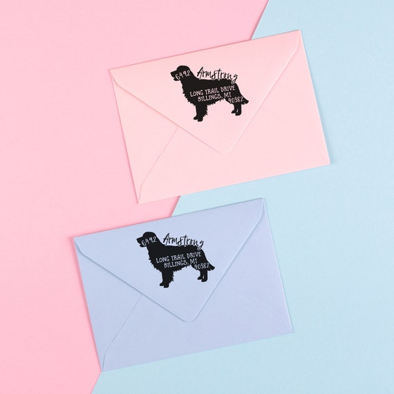 Custom Golden Retriever Return Address Stamp - Self-Inking Dog Stamp