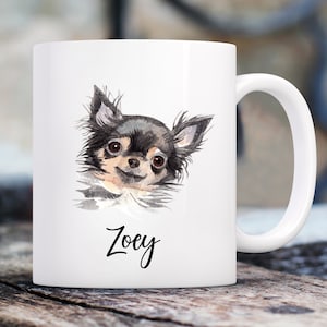 Chihuahua Watercolor Mug with Custom Name | Personalized Coffee Cup 11 oz.