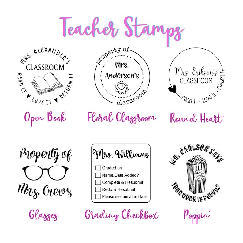 Personalized Classroom Teacher Stamp Self Inking Custom Stamps for Teachers Multiple Designs Gift For Teacher image 3