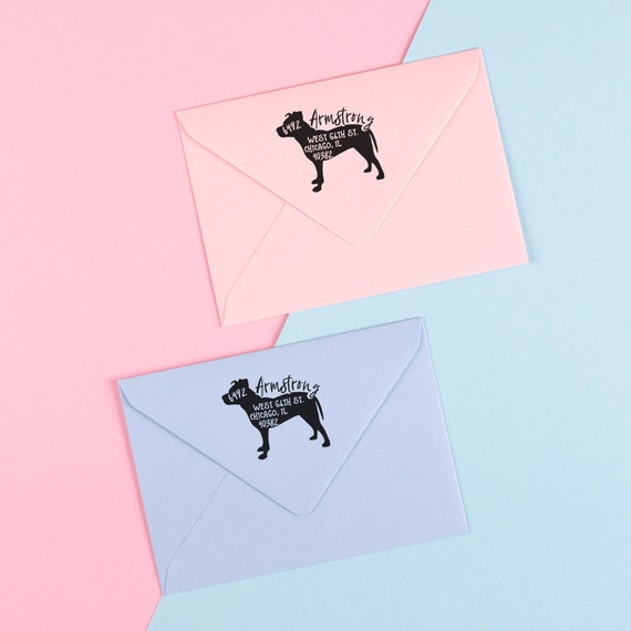 Custom Pit Bull Return Address Stamp - Self-Inking Dog Stamp