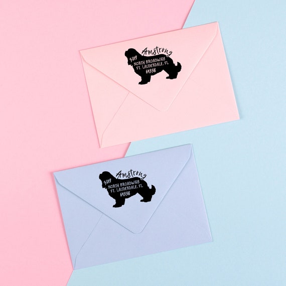 Custom Cavalier King Charles Spaniel Return Address Stamp - Self-Inking Dog Stamp