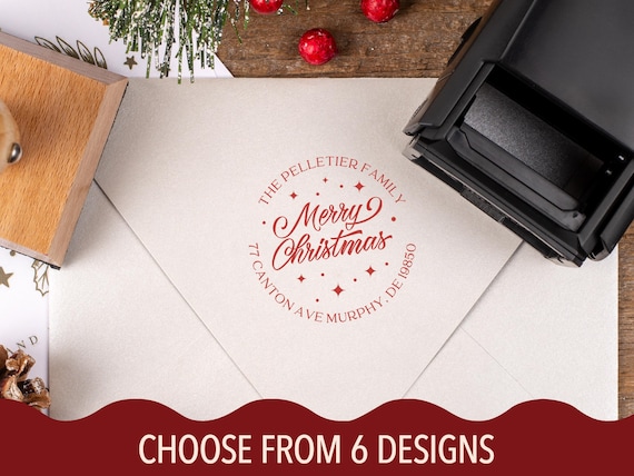 Custom Christmas Address Stamp, Personalized Holiday Rubber Stamp, Festive Return Mailing Stamp, Decorative Xmas Stamp For The Holidays