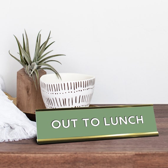 Out to Lunch Desk Plaque, Office Desk Decor Work Bestie Gift, Office Plaque Boss Gift, Cute Desk Accessories, Office Sign