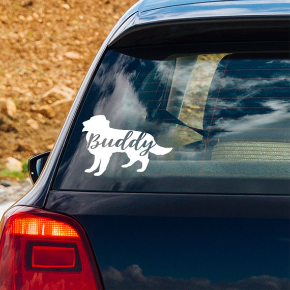 Personalized Golden Retriever Vinyl Decal -  Add Your Dogs Name - Gifts for Golden Retriever Dog Moms