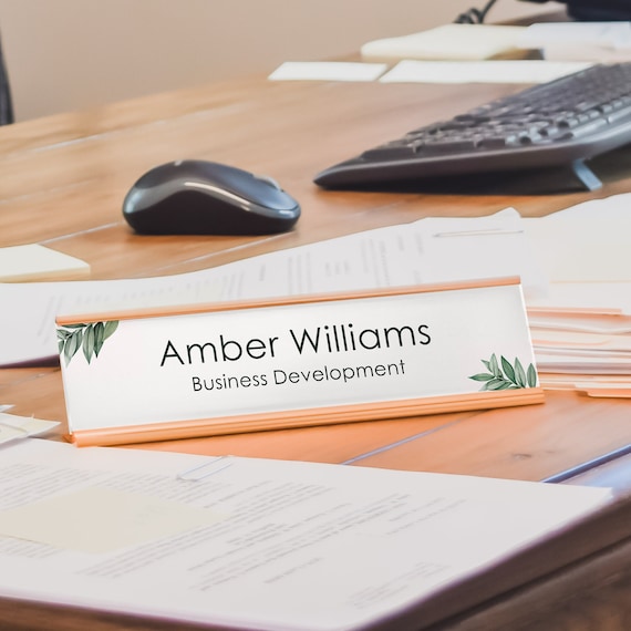 Plant Corners Desk Name Plate, Desk Plaque for Plant Lover, Custom Name Plate, Teacher Desk Name Plate, New Job Gift, Cute Desk Accessory