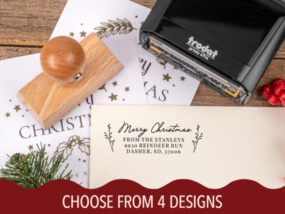 Holiday Return Address Stamp, Custom Christmas Address Stamp, Festive Holiday Mailing Stamp, Xmas Stamp For Holiday Cards, Santa Stamp