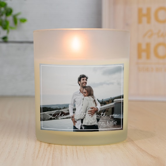 Custom Candle with Your Uploaded Photo, Custom Photo Gifts, Anniversary Gift, 100% Soy Candle, Relationship Gifts, Anniversary Gift for Him