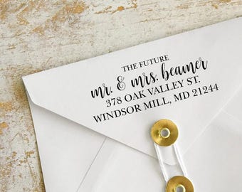 Custom Future Mr. and Mrs. Wedding Address Stamps | Engagement Return Address Stamp | Personalized Wedding Invitation Self Inking Stamp