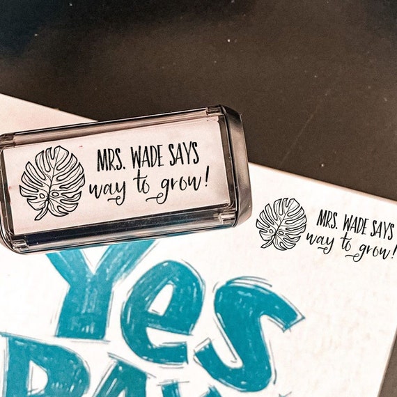 Way to Grow Custom Teacher Stamp | Self Inking Monstera Teacher Stamp
