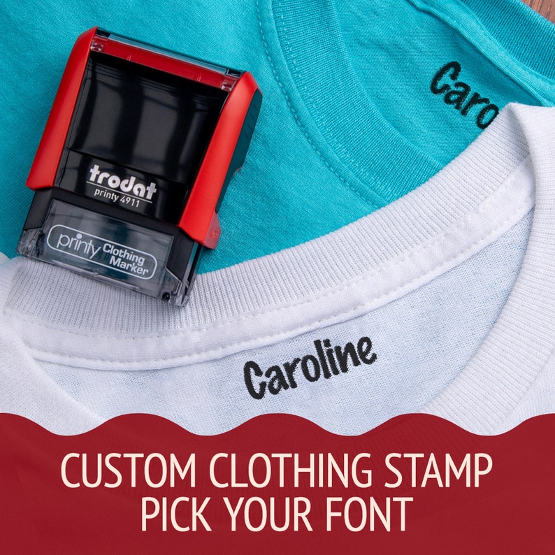 Custom Clothing Stamp Personalized Fabric Stamp Self Inking Stamp for Clothing, Camp, School Uniforms image 1