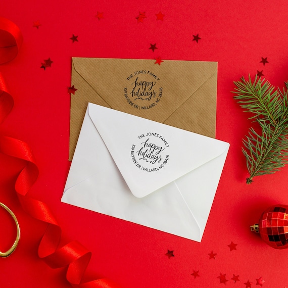 Top Selling Christmas Address Stamp | Happy Holidays Personalized Address Stamper | Best Selling Custom Christmas Address Stamp on Etsy